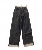 moussyマウジー）の古着「GLITTER DENIM WIDE STRAIGHT」｜ブラック