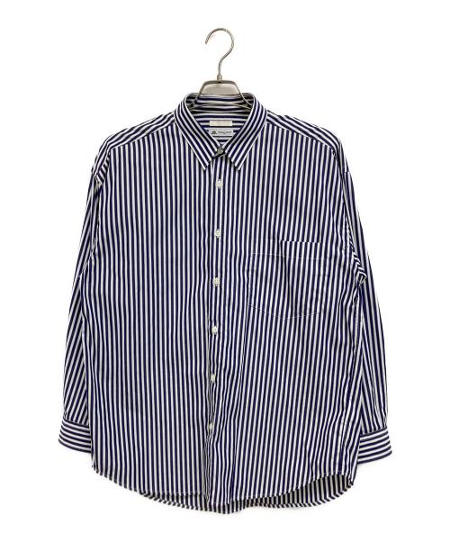 EDIFICE（エディフィス）EDIFICE (エディフィス) THOMAS MASON (トーマスメイソン) レギュラーカラーストライプシャツ ホワイト×ネイビー サイズ:Sの古着・服飾アイテム