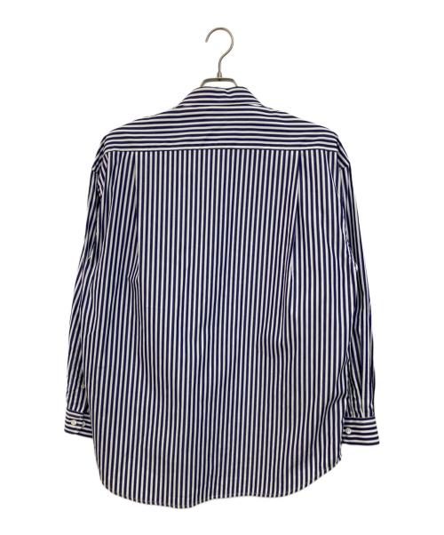 EDIFICE（エディフィス）EDIFICE (エディフィス) THOMAS MASON (トーマスメイソン) レギュラーカラーストライプシャツ ホワイト×ネイビー サイズ:Sの古着・服飾アイテム