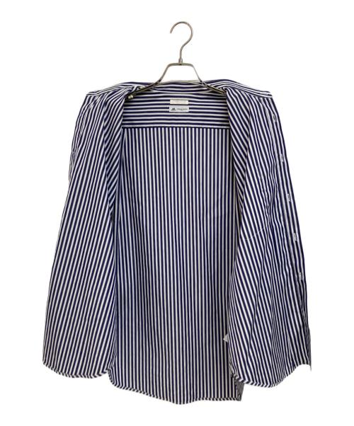 EDIFICE（エディフィス）EDIFICE (エディフィス) THOMAS MASON (トーマスメイソン) レギュラーカラーストライプシャツ ホワイト×ネイビー サイズ:Sの古着・服飾アイテム