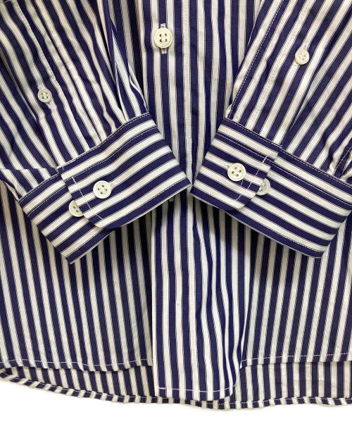 EDIFICE（エディフィス）EDIFICE (エディフィス) THOMAS MASON (トーマスメイソン) レギュラーカラーストライプシャツ ホワイト×ネイビー サイズ:Sの古着・服飾アイテム