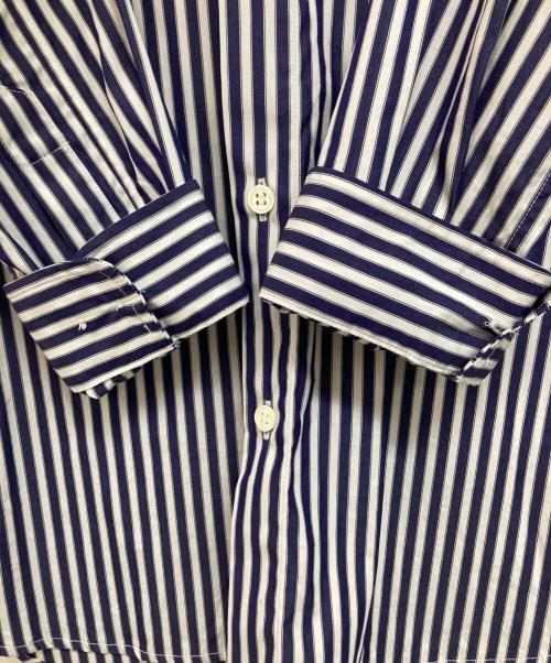 EDIFICE（エディフィス）EDIFICE (エディフィス) THOMAS MASON (トーマスメイソン) レギュラーカラーストライプシャツ ホワイト×ネイビー サイズ:Sの古着・服飾アイテム
