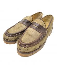 VALENTIN（バレンタイン）の古着「ファーローファー」｜ベージュ×ブラウン