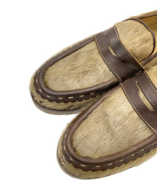 VALENTIN（バレンタイン）VALENTIN (バレンタイン) ファーローファー ベージュ×ブラウン サイズ:42の古着・服飾アイテム