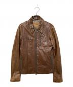 pink libertaピンク リベルタ）の古着「裏地ネイティブ柄シングルレザージャケット」｜ブラウン