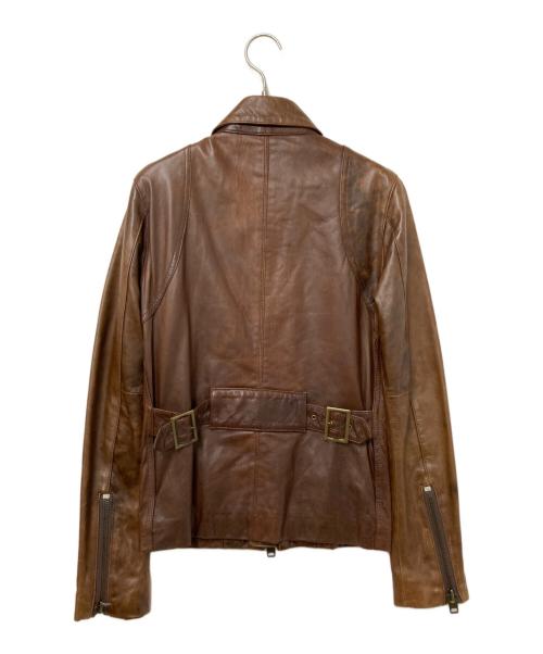 pink liberta（ピンク リベルタ）pink liberta (ピンク リベルタ) 裏地ネイティブ柄シングルレザージャケット ブラウン サイズ:Sの古着・服飾アイテム