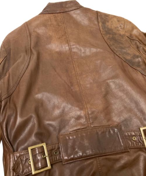 pink liberta（ピンク リベルタ）pink liberta (ピンク リベルタ) 裏地ネイティブ柄シングルレザージャケット ブラウン サイズ:Sの古着・服飾アイテム