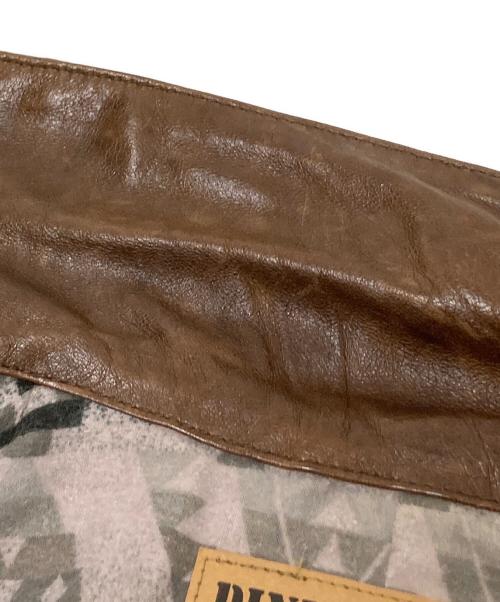 pink liberta（ピンク リベルタ）pink liberta (ピンク リベルタ) 裏地ネイティブ柄シングルレザージャケット ブラウン サイズ:Sの古着・服飾アイテム