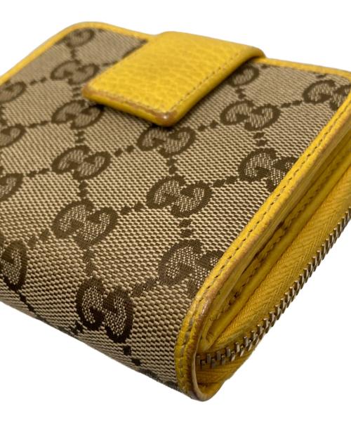GUCCI（グッチ）GUCCI (グッチ) 二つ折財布 ブラウン×イエロー サイズ:下記参照の古着・服飾アイテム