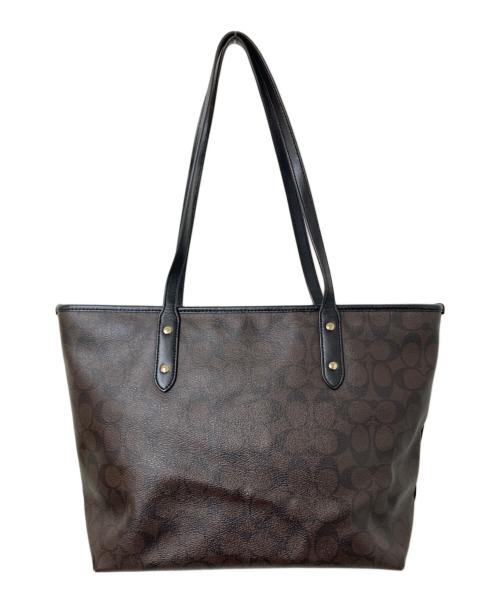 COACH（コーチ）COACH (コーチ) シグネチャートートバッグ ブラック×ブラウン サイズ:下記参照の古着・服飾アイテム
