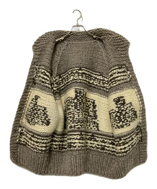 USED（ユーズド）USED (ユーズド) カウチンニットカーディガン アイボリー×グレー サイズ:下記参照の古着・服飾アイテム