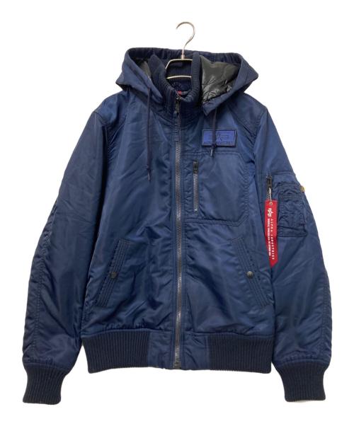 ALPHA（アルファ）ALPHA (アルファ) フーデット リブジャケット ネイビー サイズ:Mの古着・服飾アイテム