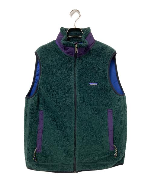 Patagonia（パタゴニア）Patagonia (パタゴニア) レトロXフリースベスト グリーン×パープル サイズ:Mの古着・服飾アイテム