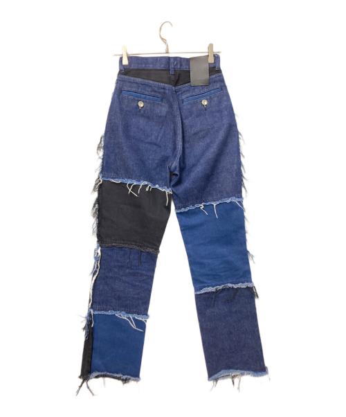 LIVINGTONE（リヴィントーン）LIVINGTONE (リヴィントーン) パッチワークデニムパンツ インディゴ×ブラック サイズ:34の古着・服飾アイテム