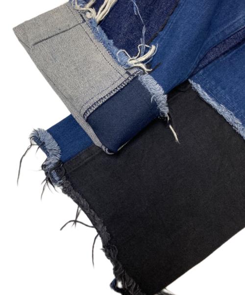 LIVINGTONE（リヴィントーン）LIVINGTONE (リヴィントーン) パッチワークデニムパンツ インディゴ×ブラック サイズ:34の古着・服飾アイテム