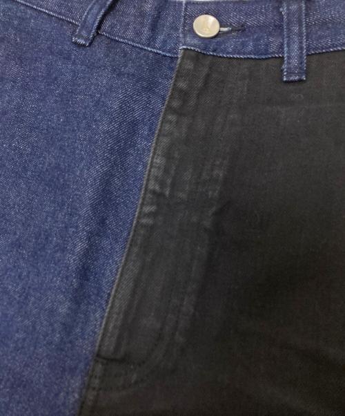 LIVINGTONE（リヴィントーン）LIVINGTONE (リヴィントーン) パッチワークデニムパンツ インディゴ×ブラック サイズ:34の古着・服飾アイテム