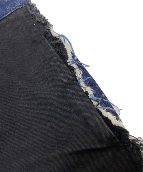 LIVINGTONE（リヴィントーン）LIVINGTONE (リヴィントーン) パッチワークデニムパンツ インディゴ×ブラック サイズ:34の古着・服飾アイテム