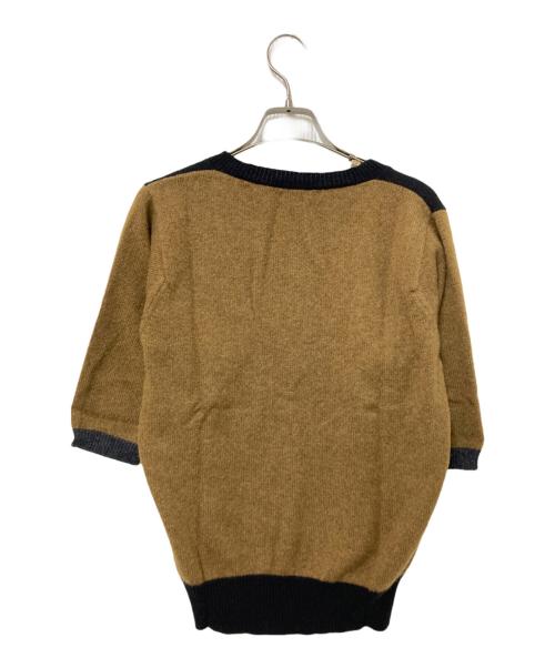 MARGARET HOWELL（マーガレットハウエル）MARGARET HOWELL (マーガレットハウエル) カシミヤ カラーブロックニット セーター ブラック×ベージュ サイズ:2の古着・服飾アイテム