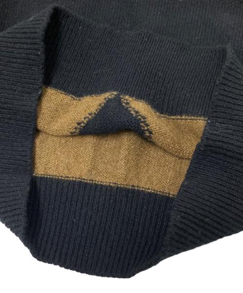 MARGARET HOWELL（マーガレットハウエル）MARGARET HOWELL (マーガレットハウエル) カシミヤ カラーブロックニット セーター ブラック×ベージュ サイズ:2の古着・服飾アイテム