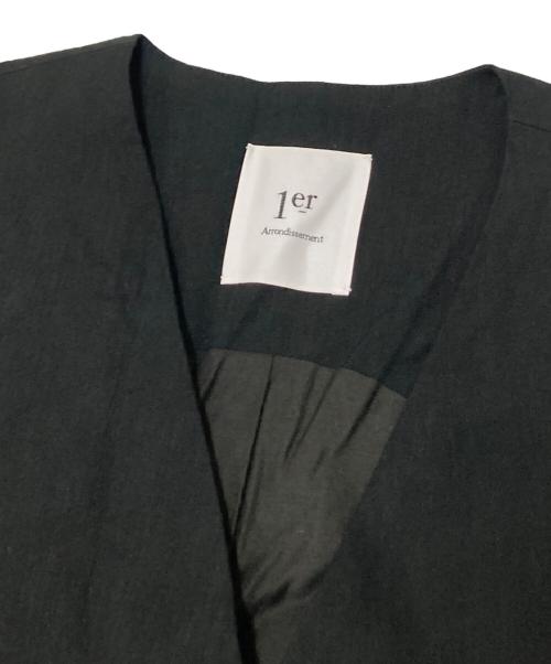 1er Arrondissement（プルミエ アロンディスモン）1er Arrondissement (プルミエ アロンディスモン) ソフトリネンロングジレ ブラック サイズ:36の古着・服飾アイテム