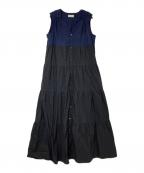 IENAイエナ）の古着「ブロックカラーティアードワンピース」｜ネイビー×ブラック