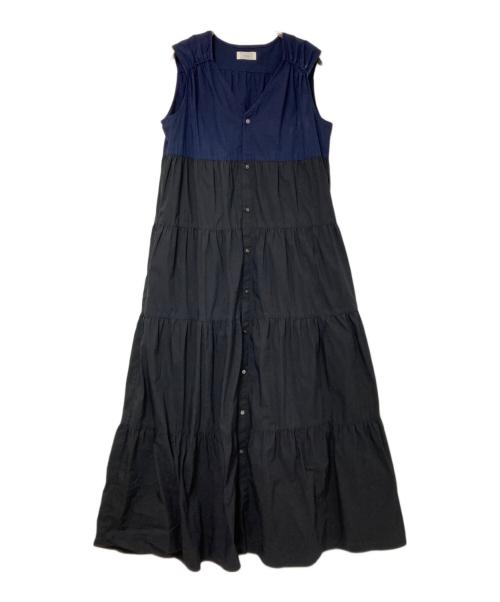 IENA（イエナ）IENA (イエナ) ブロックカラーティアードワンピース ネイビー×ブラック サイズ:38の古着・服飾アイテム