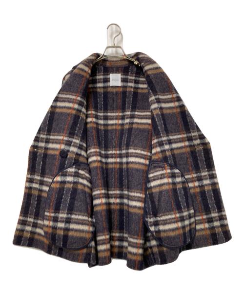 Mila Owen（ミラオーウェン）Mila Owen (ミラオーウェン) woolコクーンシルエットピーコート オレンジ×ブラウンの古着・服飾アイテム