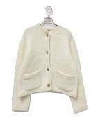 Mila Owenミラオーウェン）の古着「金釦ムートンライクボアニットカーディガン」｜ホワイト