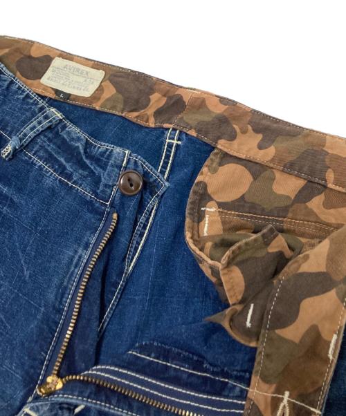 AVIREX（アヴィレックス）AVIREX (アヴィレックス) 異素材ドッキングデニムパンツ インディゴ サイズ:Lの古着・服飾アイテム
