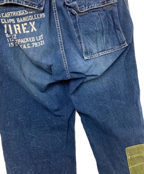 AVIREX（アヴィレックス）AVIREX (アヴィレックス) 異素材ドッキングデニムパンツ インディゴ サイズ:Lの古着・服飾アイテム