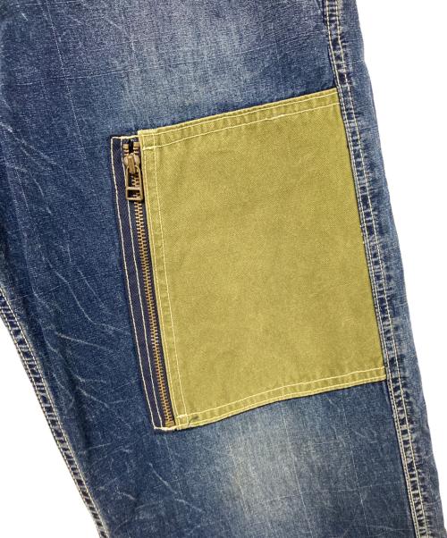 AVIREX（アヴィレックス）AVIREX (アヴィレックス) 異素材ドッキングデニムパンツ インディゴ サイズ:Lの古着・服飾アイテム
