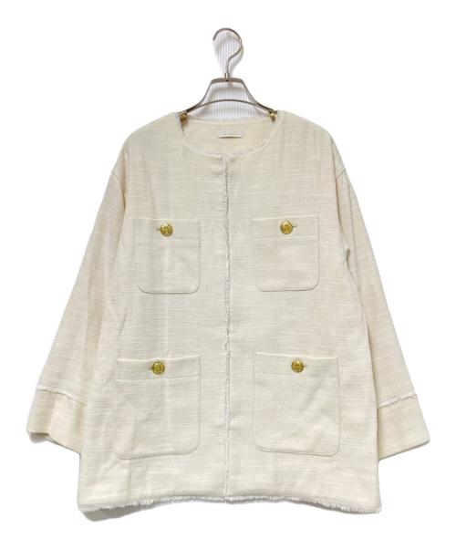 Loungedress（ラウンジドレス）Loungedress (ラウンジドレス) ノーカラージャケット アイボリー サイズ:Fの古着・服飾アイテム