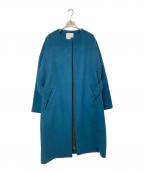 CINOHチノ）の古着「ノーカラーロングコート」｜グリーン