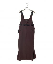 AULA（オーラ）の古着「ダブルクロスジャンパースカート」｜ブラウン