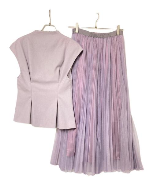 Snidel（スナイデル）Snidel (スナイデル) クラッシックジレジャケット&プリーツスカートセット ピンク×パープルの古着・服飾アイテム