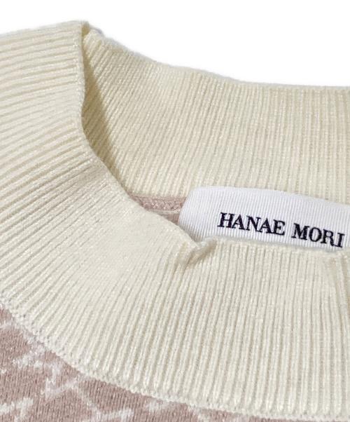 HANAE MORI（ハナエモリ）HANAE MORI (ハナエモリ) CELFORD (セルフォード) ニットワンピース ピンク×ホワイト サイズ:36の古着・服飾アイテム