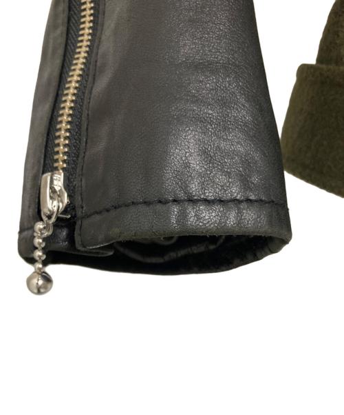 glamb（グラム）glamb (グラム) レザー切替ウールダブルライダースジャケット グリーン×ブラック サイズ:1の古着・服飾アイテム