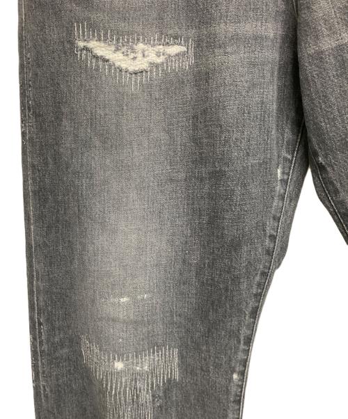 uniform experiment（ユニフォームエクスペリメント）uniform experiment (ユニフォームエクスペリメント) DAMAGED DENIM REGULAR-FIT JEANS ブラック サイズ:4の古着・服飾アイテム