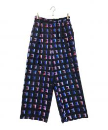 MAISON SPECIAL（メゾンスペシャル）の古着「グラデーションカラーブロックプリント1タックワイドパンツ」｜ブラック