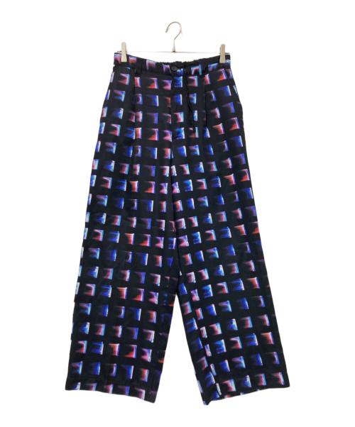 MAISON SPECIAL（メゾンスペシャル）MAISON SPECIAL (メゾンスペシャル) グラデーションカラーブロックプリント1タックワイドパンツ ブラック サイズ:02の古着・服飾アイテム