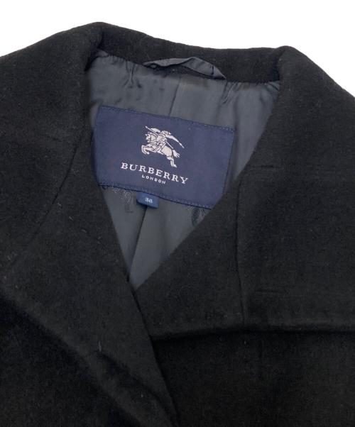 BURBERRY LONDON（バーバリーロンドン）BURBERRY LONDON (バーバリーロンドン) アンゴラ混コート ブラック サイズ:38の古着・服飾アイテム