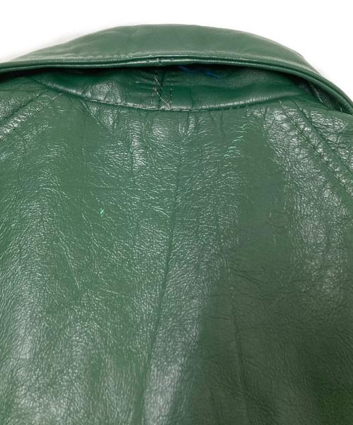 USED（ユーズド）USED (ユーズド) ワッペン付レザースカジャン グリーン サイズ:40の古着・服飾アイテム