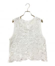 JOURNAL STANDARD relume（ジャーナルスタンダード レリューム）の古着「エンブロイダリークロシェノースリーブ」｜ホワイト