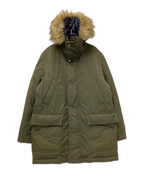 PAUL SMITH（ポールスミス）PAUL SMITH (ポールスミス) 裏地マルチカラーフェイクファーダウンコート オリーブ サイズ:Lの古着・服飾アイテム