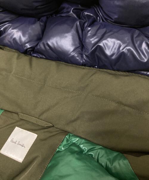 PAUL SMITH（ポールスミス）PAUL SMITH (ポールスミス) 裏地マルチカラーフェイクファーダウンコート オリーブ サイズ:Lの古着・服飾アイテム