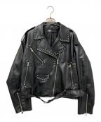 ZARAザラ）の古着「スタッズダブルライダースジャケット」｜ブラック