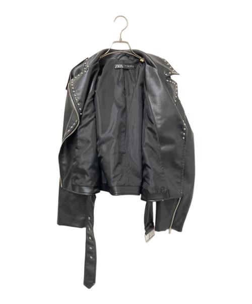 ZARA（ザラ）ZARA (ザラ) スタッズダブルライダースジャケット ブラック サイズ:US:Lの古着・服飾アイテム