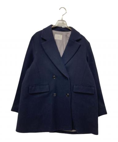 なっどだいなす 　IENA ウールサージ W前ジャケット 38　ネイビー 美品】IENA ウールダブルブレストジャケット ネイビー 36 テーラード
