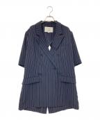 Ameriアメリ）の古着「BACK CURTAIN OPEN HS JACKET」｜ネイビー×ホワイト
