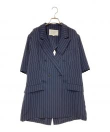 Ameri（アメリ）の古着「BACK CURTAIN OPEN HS JACKET」｜ネイビー×ホワイト